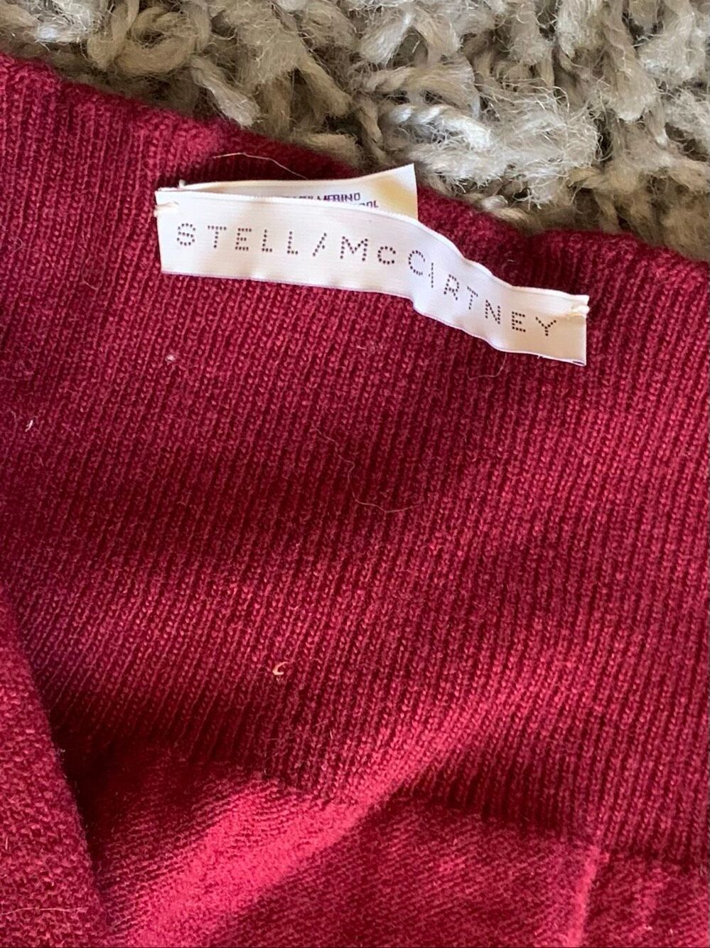 STELLA MCCARTNEY RARE ITALY Merino Wool EAGLE Long Scarf Wrap MAROON - Picture 6 of 6